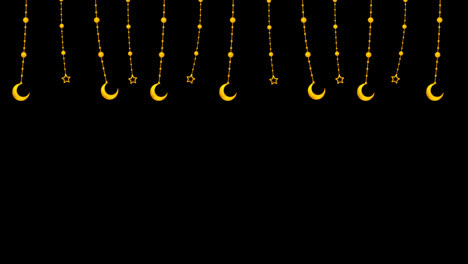 Ramadan-Mond-Hängt-Von-Oben-Nach-Unten-Herunter,-Animation-Mit-Alphakanal-Auf-Transparentem-Hintergrund